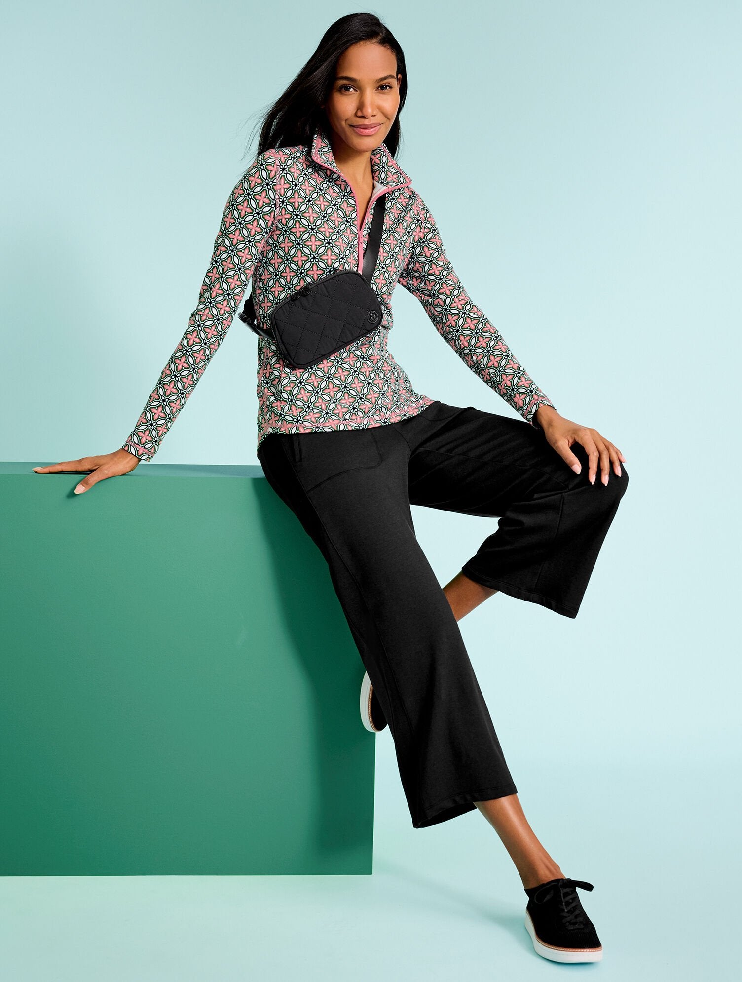 MODAL FRENCH TERRY HALF-ZIP PULLOVER - HIGH TIDE TILE | Talbots outlet