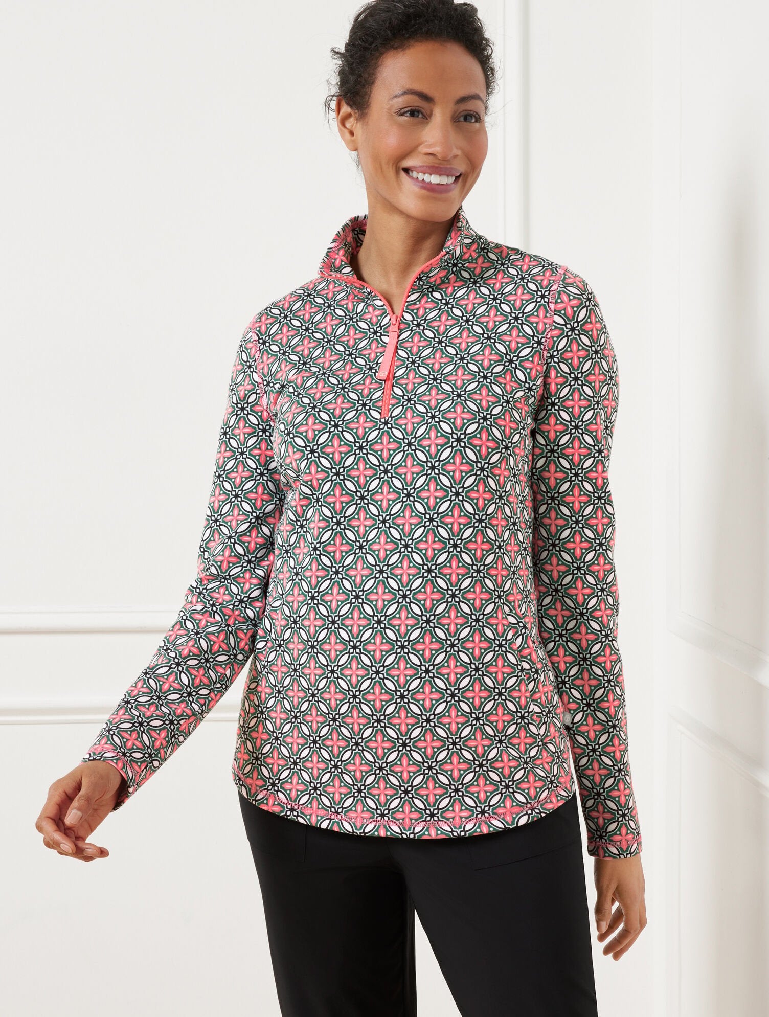 MODAL FRENCH TERRY HALF-ZIP PULLOVER - HIGH TIDE TILE | Talbots outlet