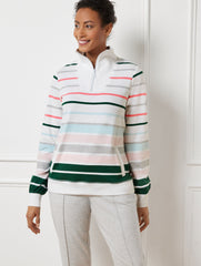 COZY CRUSH HALF-ZIP PULLOVER - BUDDING STRIPE | Talbots online