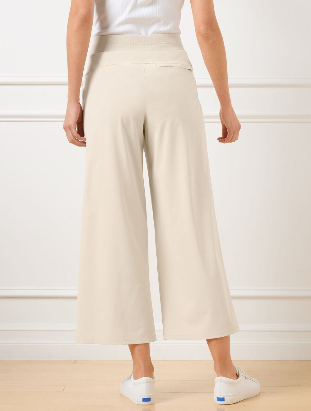 LIGHTWEIGHT WOVEN STRETCH WIDE LEG ANKLE PANTS | Talbots sale