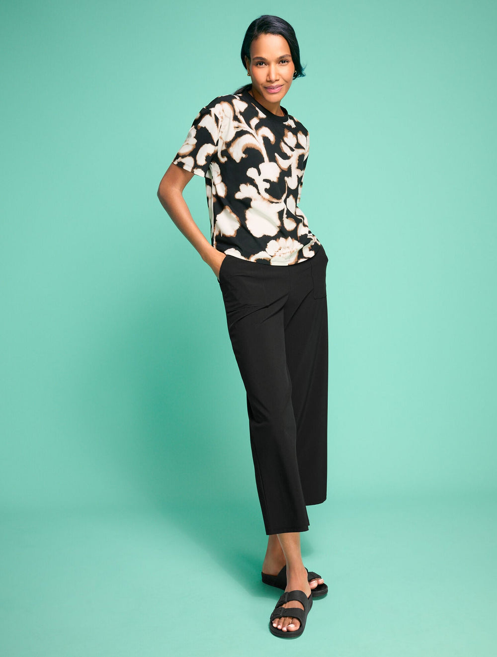 LIGHTWEIGHT WOVEN STRETCH WIDE LEG ANKLE PANTS | Talbots sale