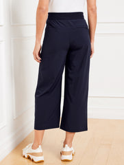LIGHTWEIGHT WOVEN STRETCH WIDE LEG ANKLE PANTS | Talbots sale