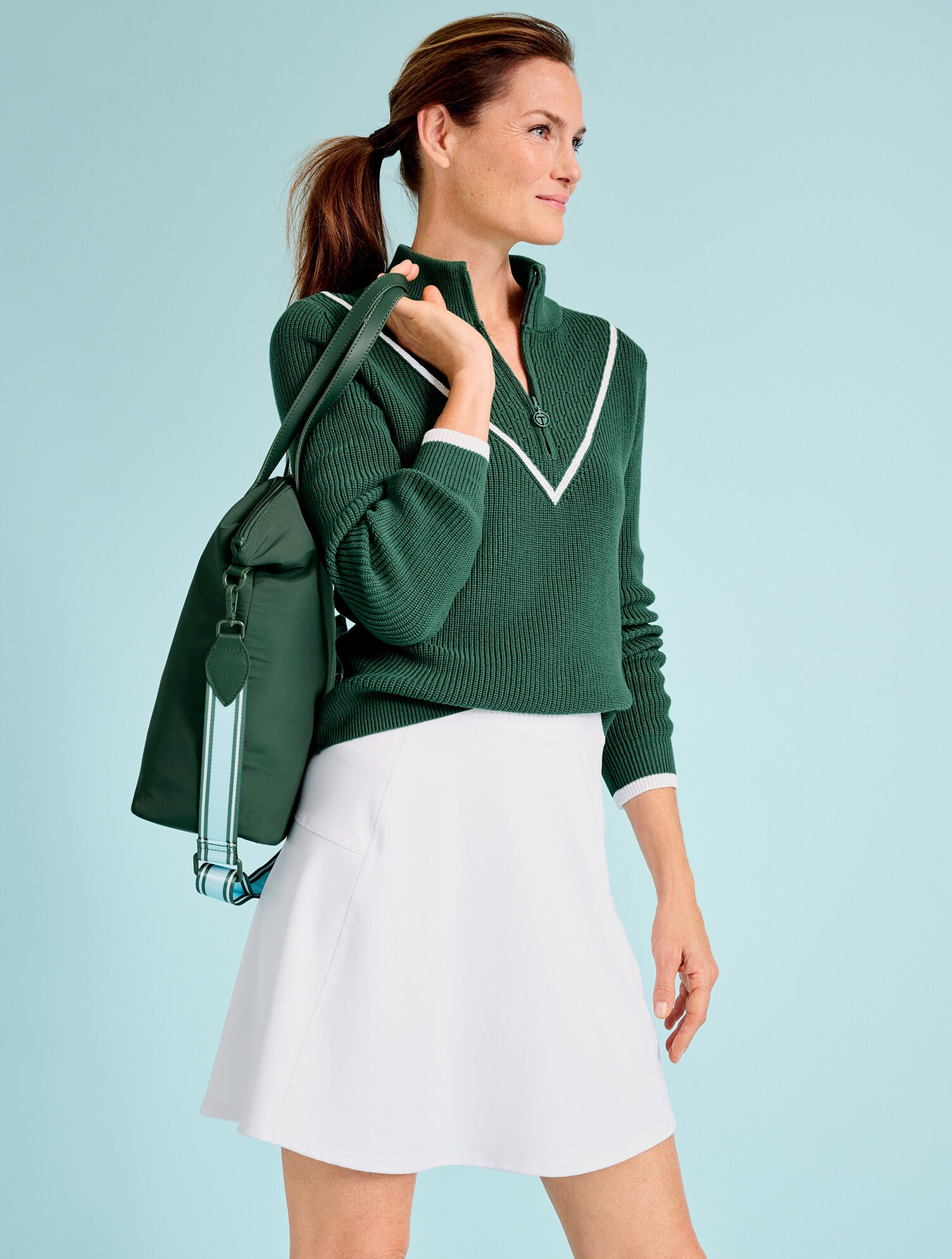 COOLMAX® HALF-ZIP SWEATER - CHEVRON | Talbots discount
