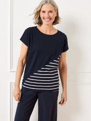 SUPERSOFT JERSEY SHORT SLEEVE TEE - CLASSIC STRIPE | Talbots outlet
