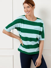 UPF 50+ PIQUÉ POCKET TEE - RUGBY STRIPE | Talbots near me