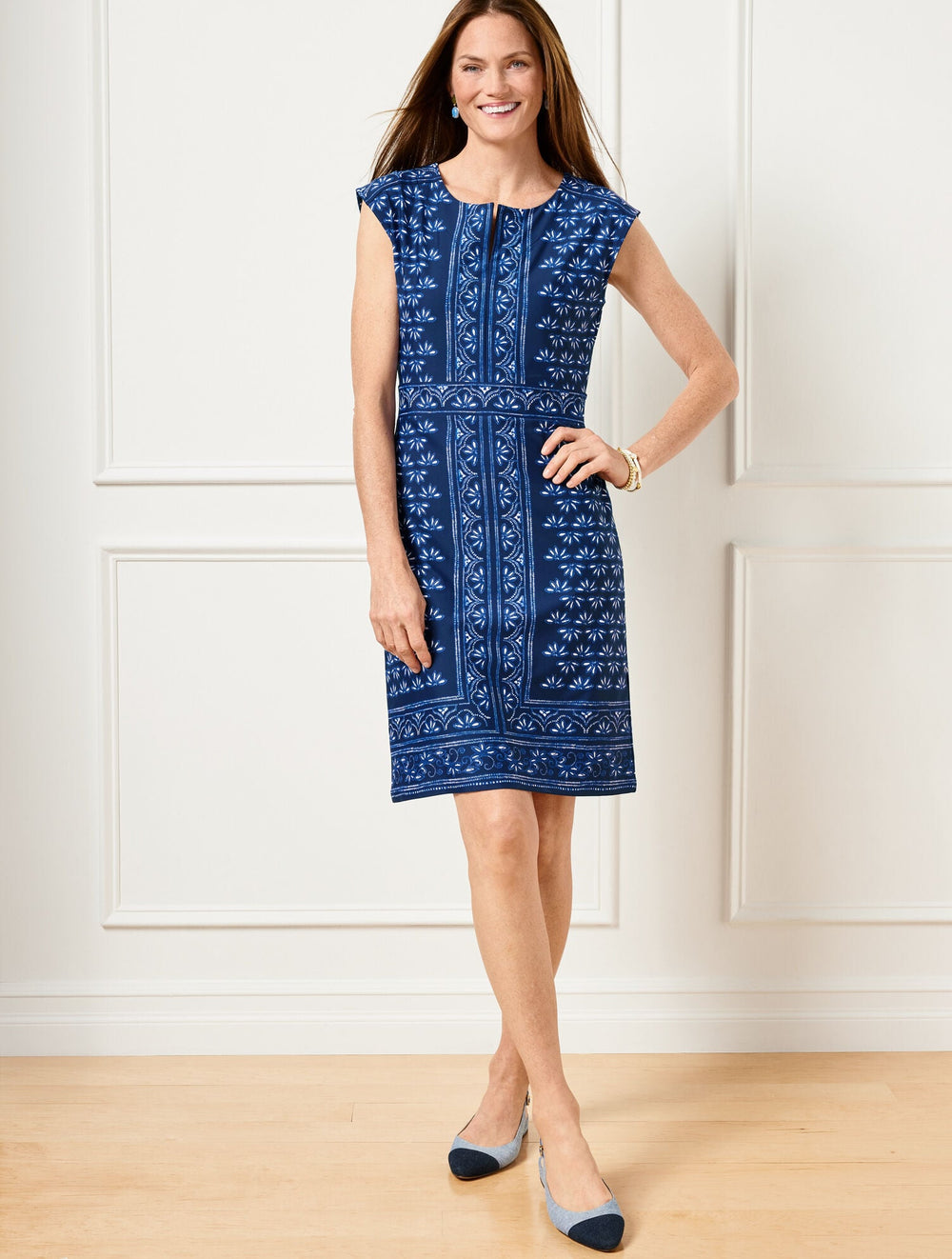 EFFORTLESS JERSEY BATIK SHIFT DRESS | Talbots outlet