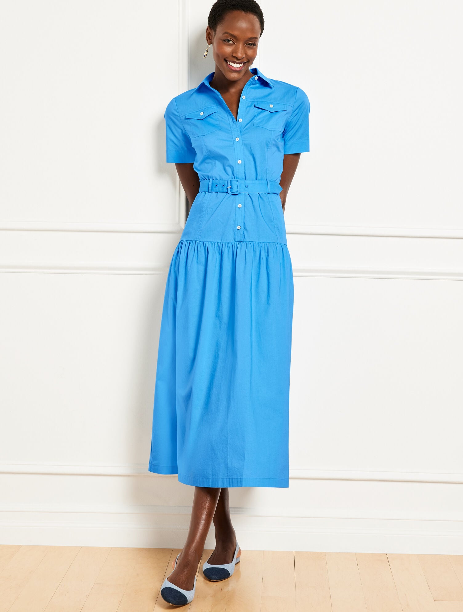FRESH POPLIN UTILITY SHIRTDRESS | Talbots sale