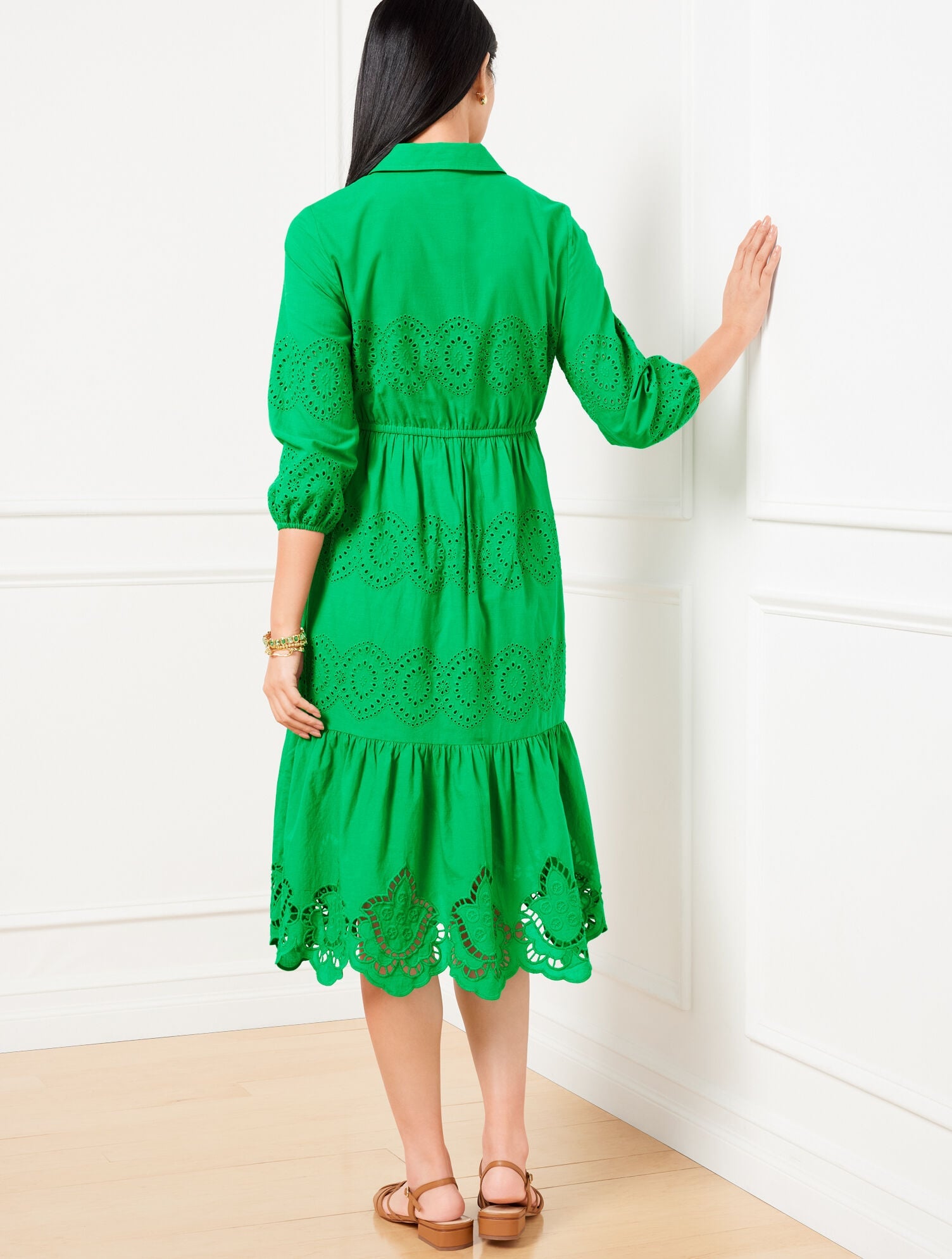 EYELET PUFF SLEEVE POPLIN SHIRTDRESS | Talbots discount