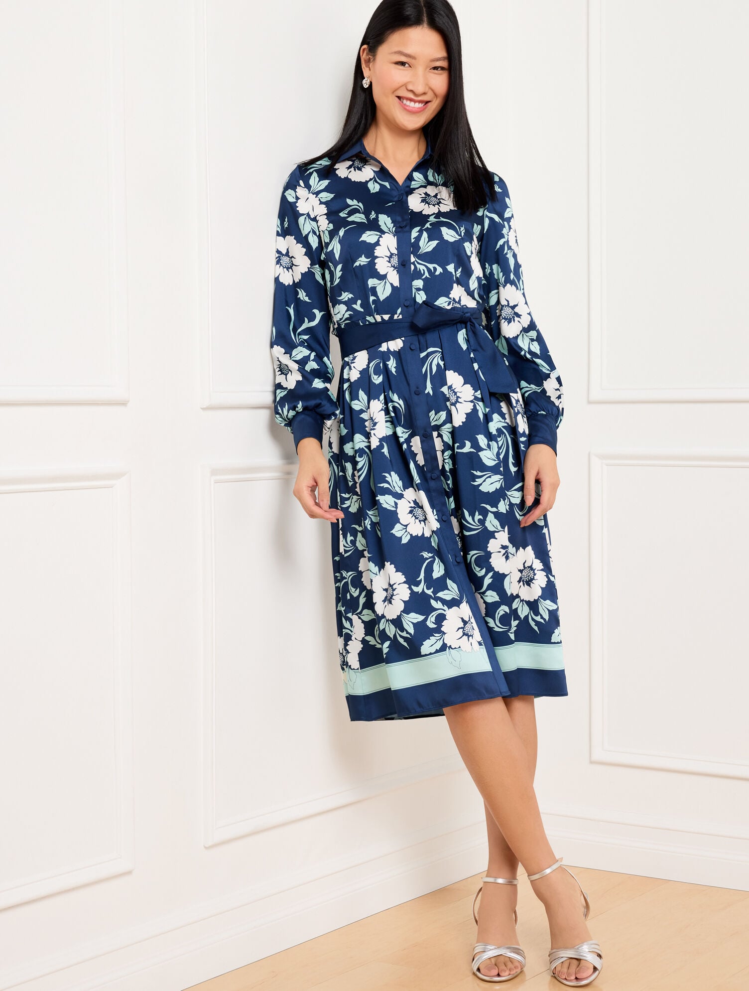 TIE WAIST SHIRTDRESS - DELIGHTFUL FLORAL | Talbots for sale