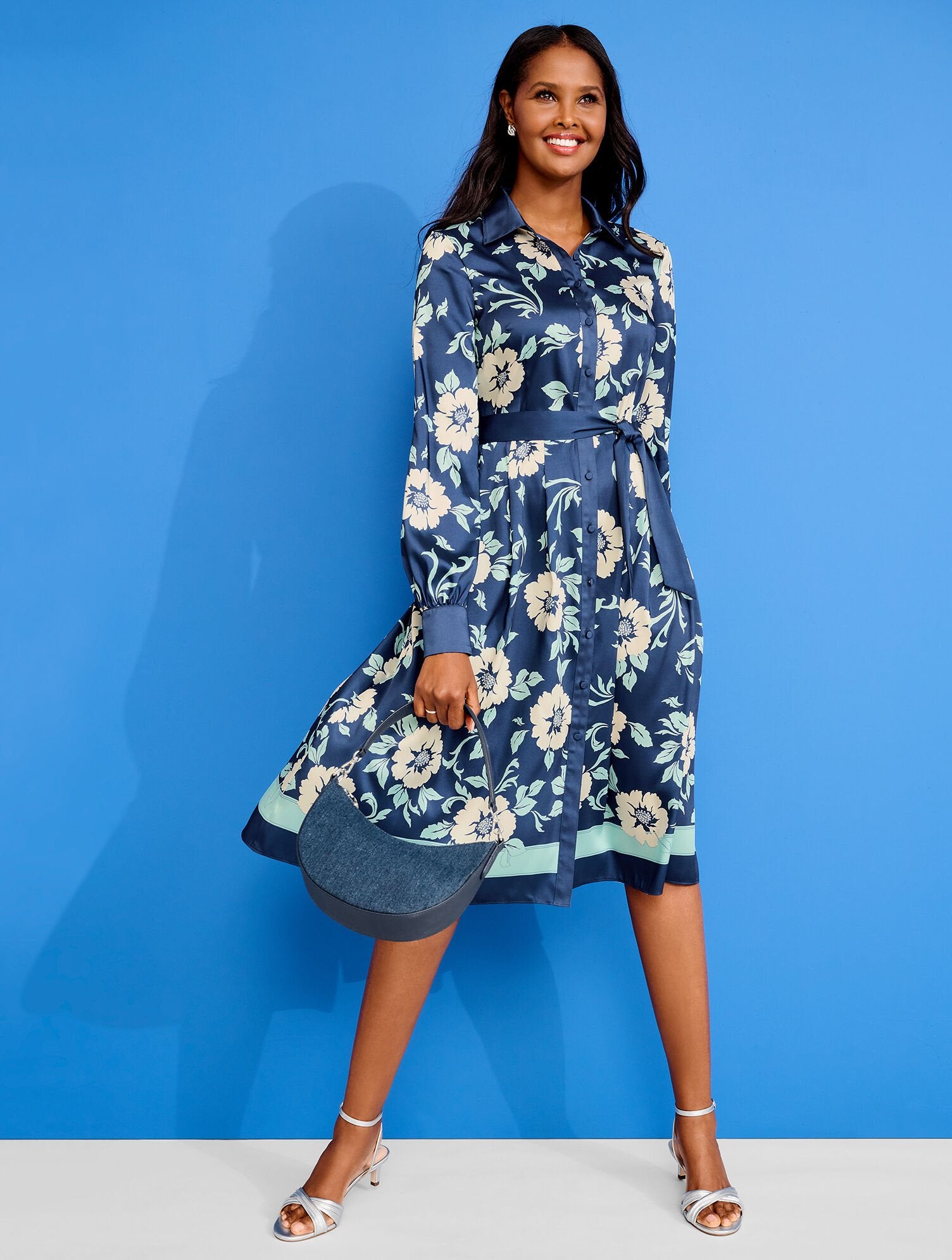 TIE WAIST SHIRTDRESS - DELIGHTFUL FLORAL | Talbots for sale