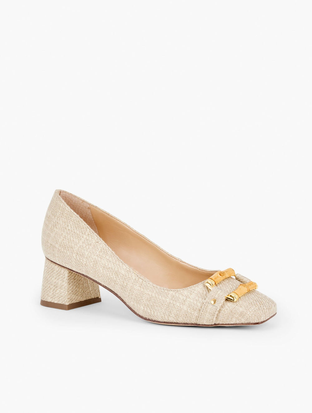 CARLYE BAMBOO BUCKLE LINEN PUMPS | Talbots outlet