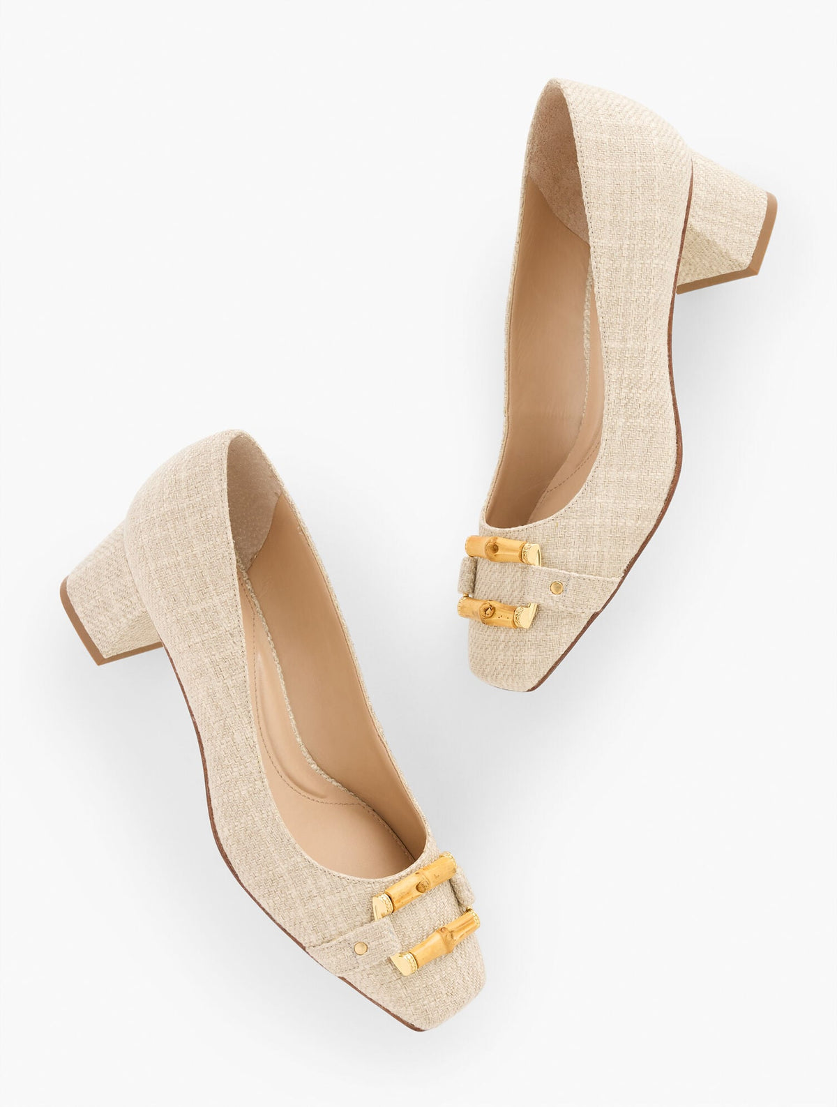 CARLYE BAMBOO BUCKLE LINEN PUMPS | Talbots outlet