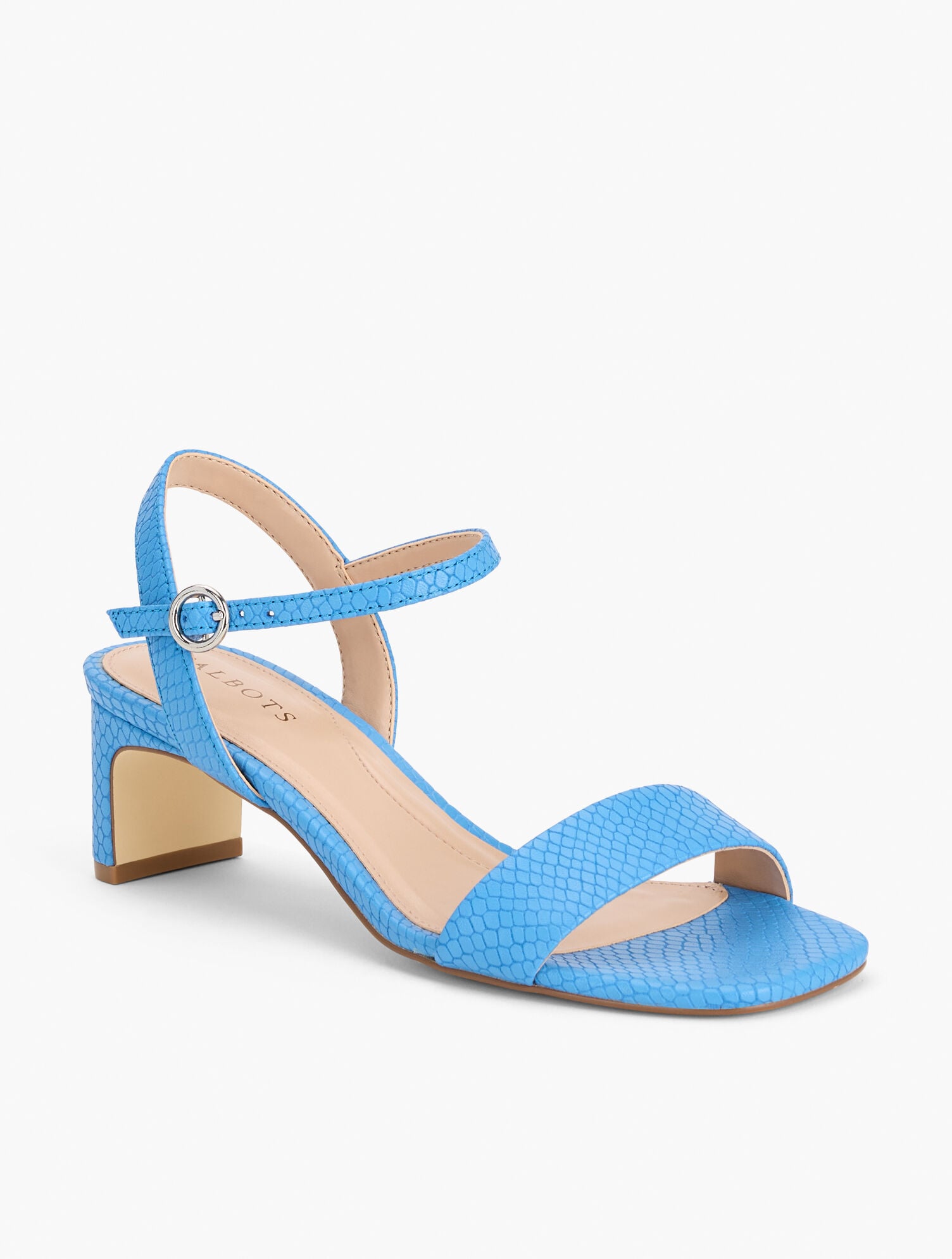CAYDEN EMBOSSED BLOCK HEEL SANDALS | Talbots for sale
