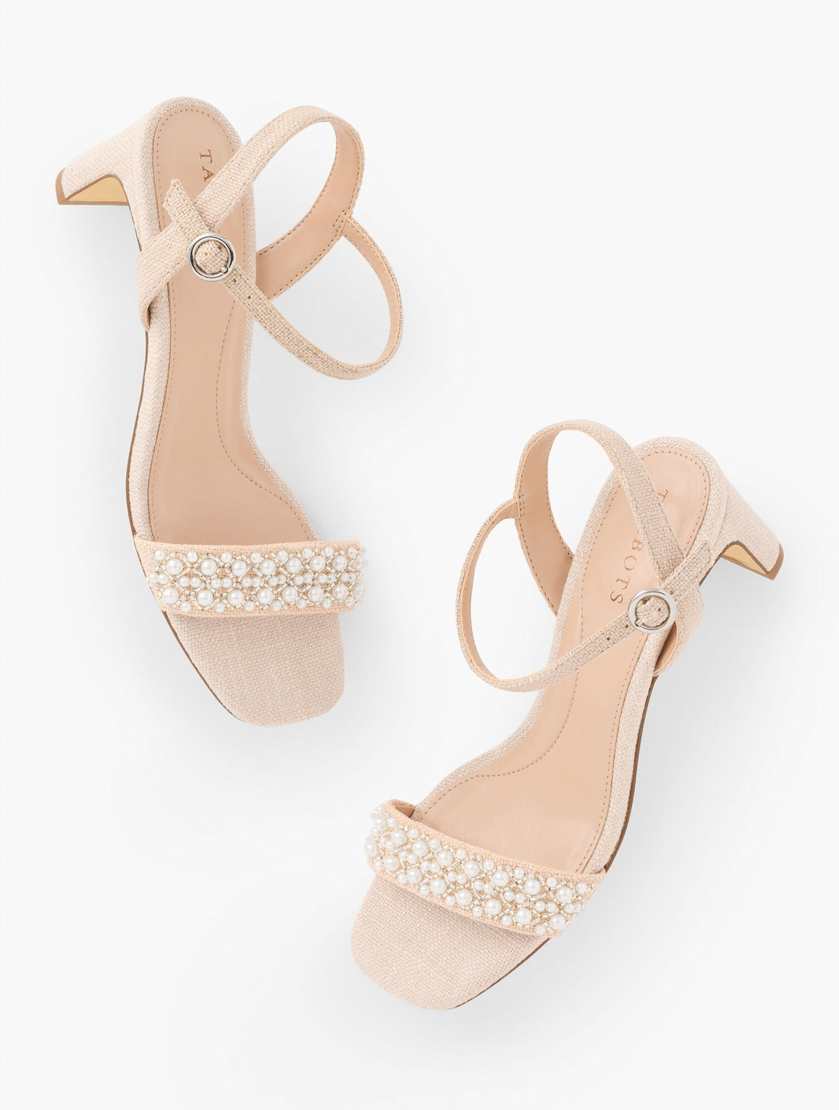 CAYDEN PEARL BLOCK HEEL LINEN SANDALS | Talbots near me