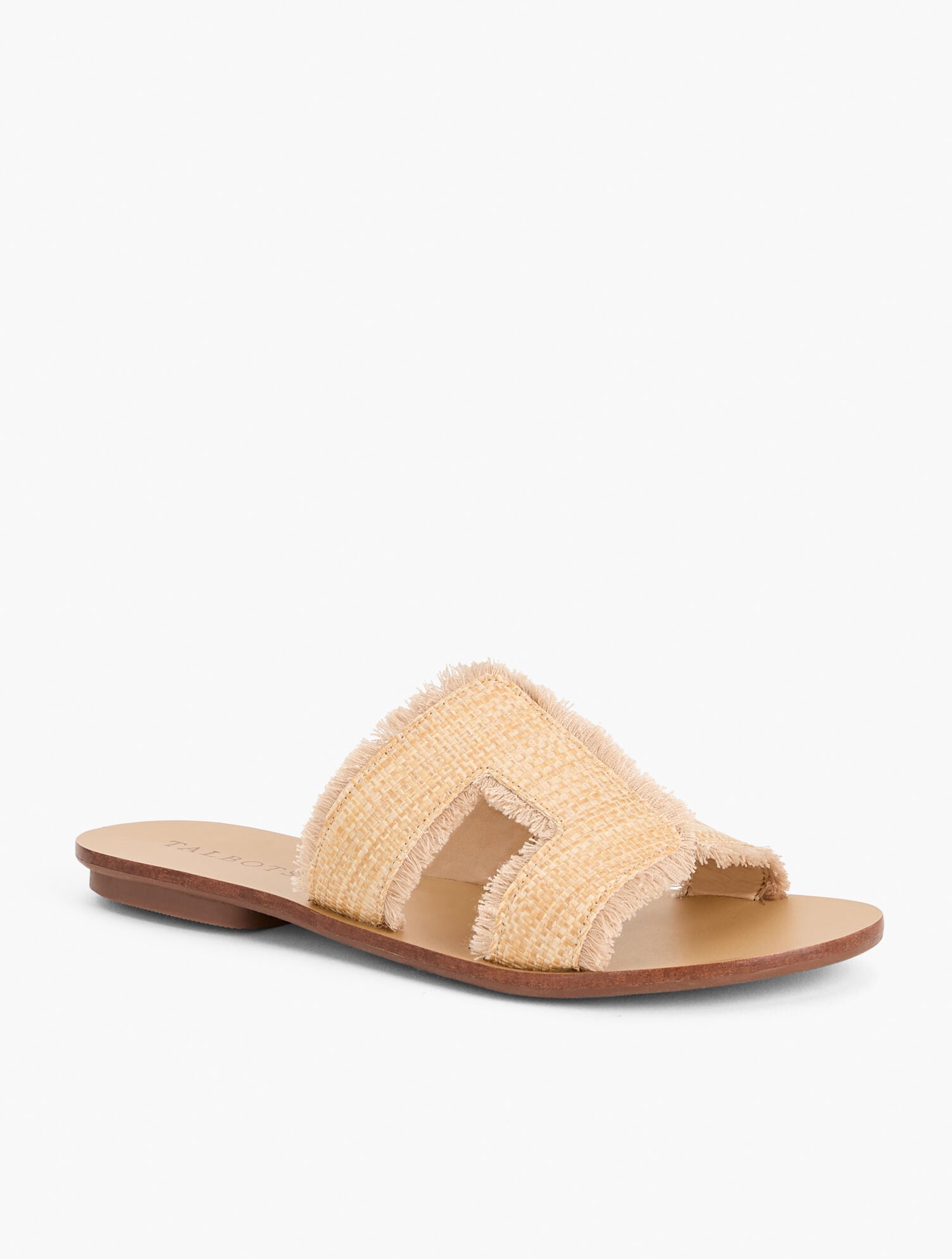 HANNAH FRAYED RAFFIA SLIDES | Talbots sale