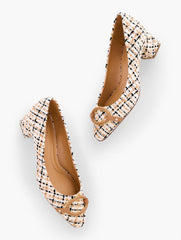 KAYLA BUCKLE BLOCK HEEL PUMPS - LOVELY TWEED | Talbots sale