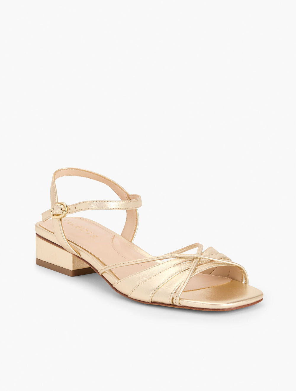 VIV STRAPPY METALLIC NAPPA BLOCK HEEL SANDALS | Talbots online