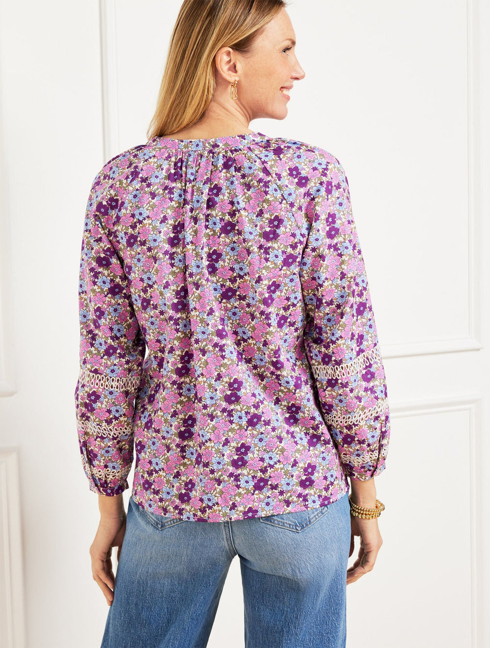 TOSSED DITSY EMBROIDERED TOP | Talbots outlet