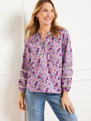 TOSSED DITSY EMBROIDERED TOP | Talbots outlet