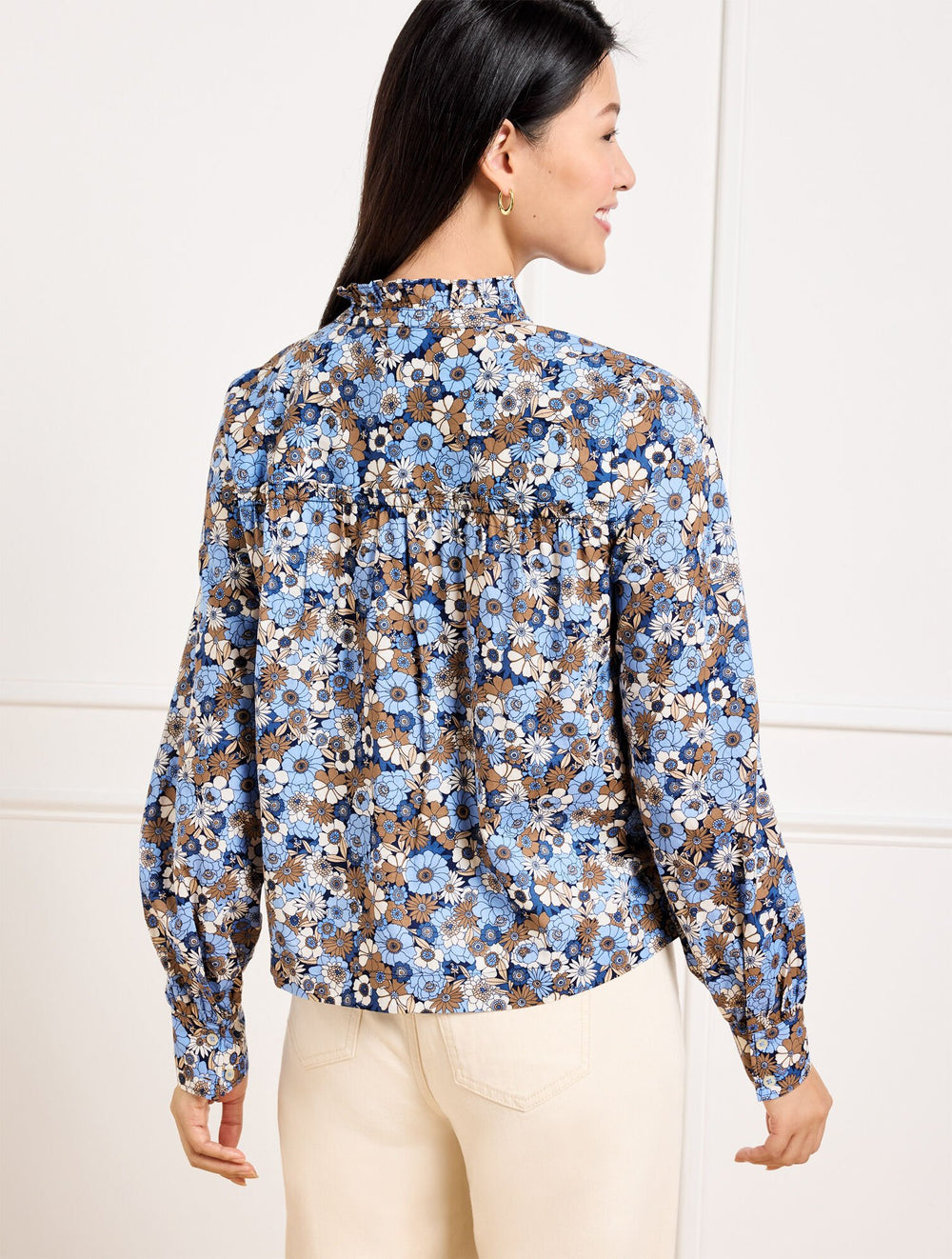 RUFFLE SHORT SHIRT - GATHERED BLOSSOMS | Talbots for sale