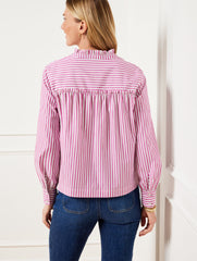 RUFFLE NECK TOP - REGENCY STRIPE | Talbots US