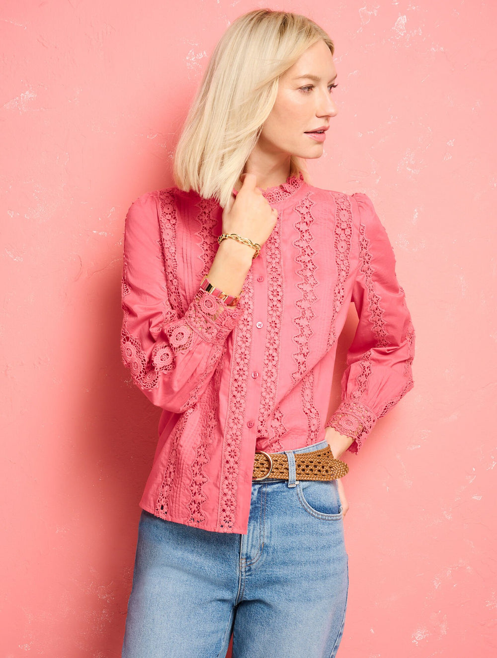 LACE TRIM VOILE TOP | Talbots discount