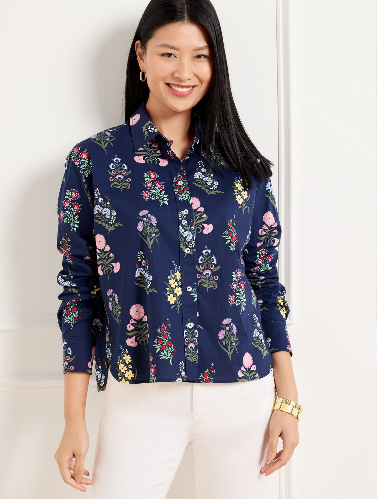 POPLIN SHORT SHIRT - FLORAL RADIANCE | Talbots online