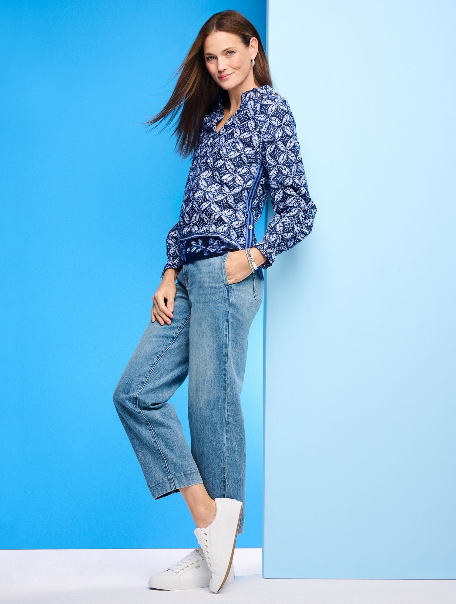 SIDE BUTTON TOP - MEDALLION TIE-DYE | Talbots near me