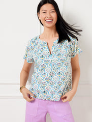 SCALLOPED FLORAL TOP | Talbots US