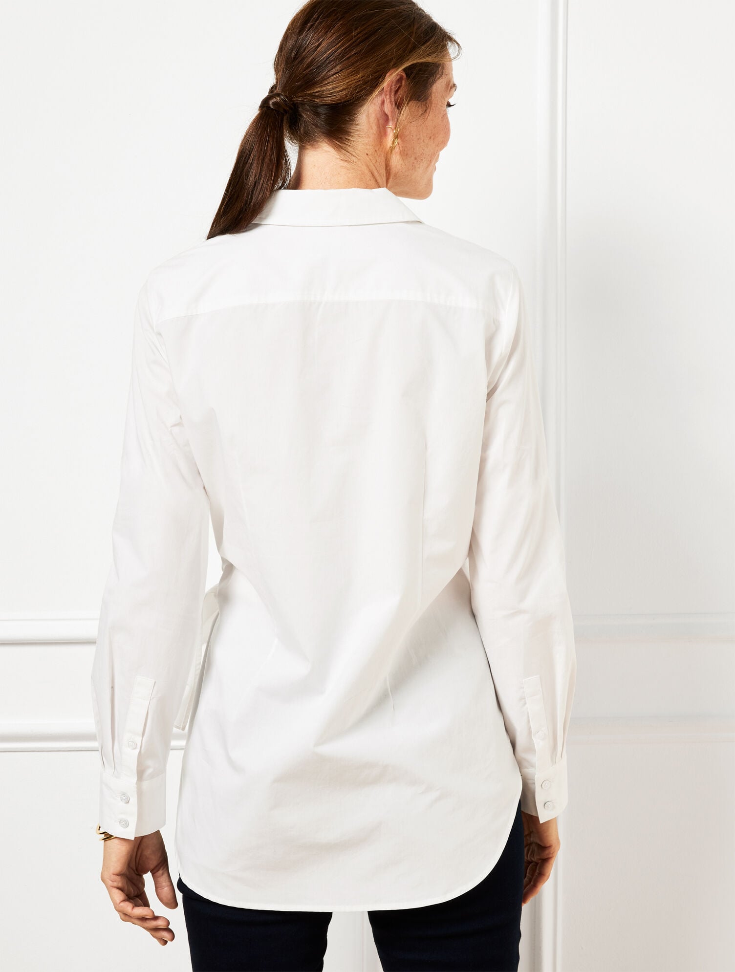 TIE FRONT DRAPED POPLIN SHIRT | Talbots online