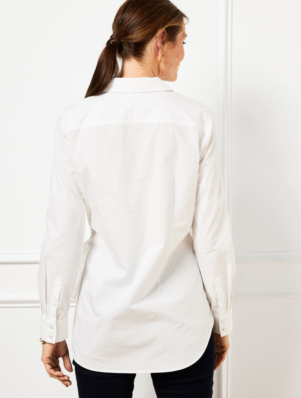 TIE FRONT DRAPED POPLIN SHIRT | Talbots online
