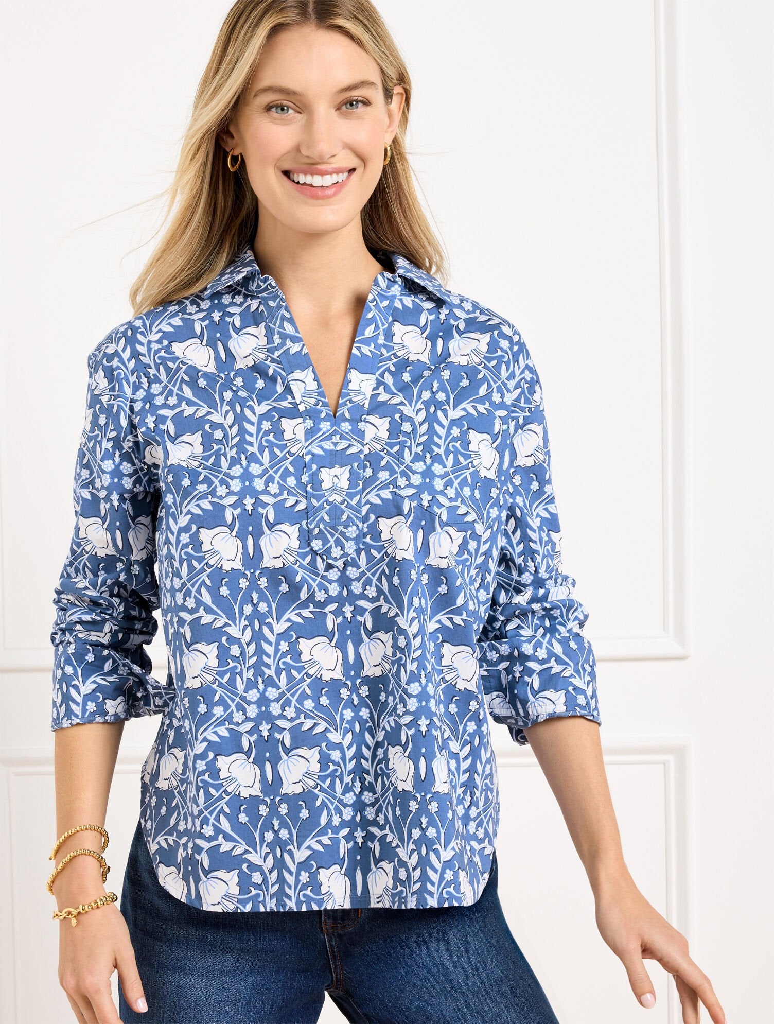 SHORT SHIRT - INTRICATE FLOWERS | Talbots sale