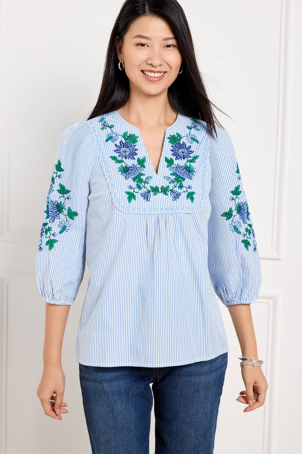EMBROIDERED STRIPE POPOVER | Talbots near me