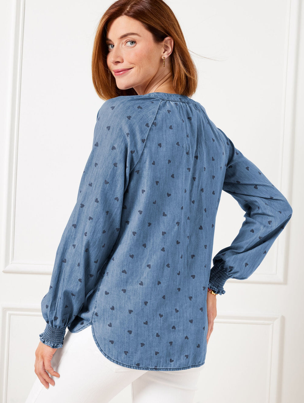 DENIM RUFFLE TOP - SPRING HEARTS | Talbots US