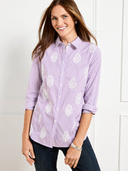 EMBROIDERED NON-IRON PERFECT SHIRT - LEAFY SPLENDOR | Talbots for sale
