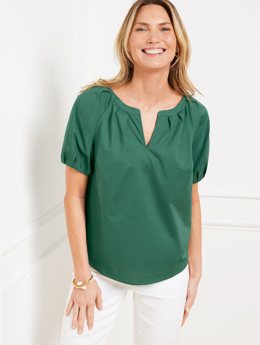 SHORT SLEEVE POPLIN TOP | Talbots sale