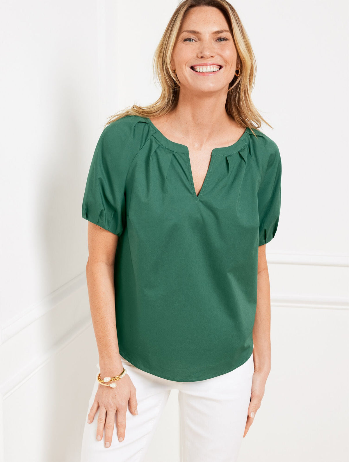 SHORT SLEEVE POPLIN TOP | Talbots sale