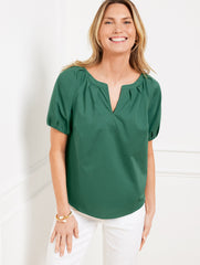 SHORT SLEEVE POPLIN TOP | Talbots sale