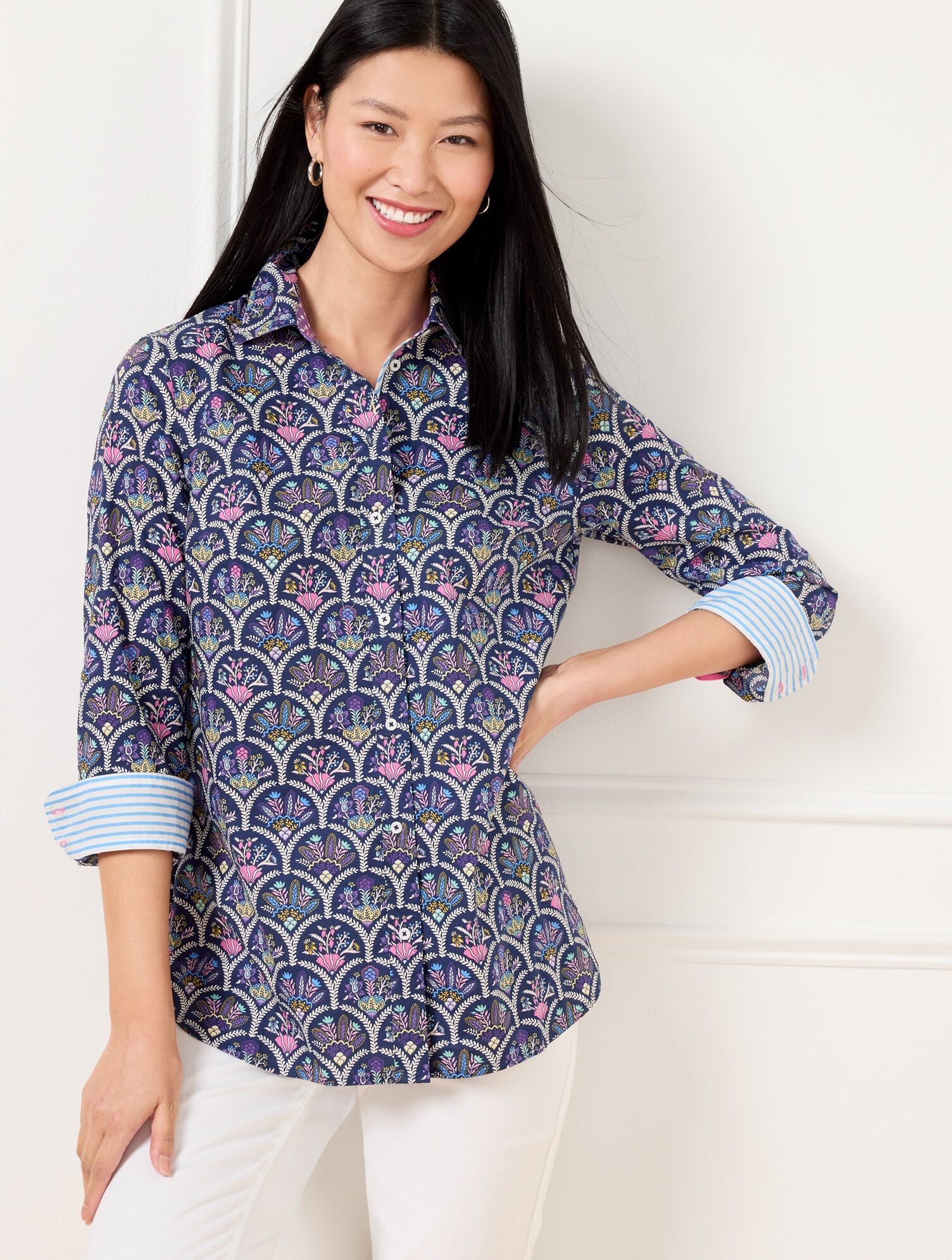 MODERN CLASSIC SHIRT - SCALLOPED FLORAL | Talbots online