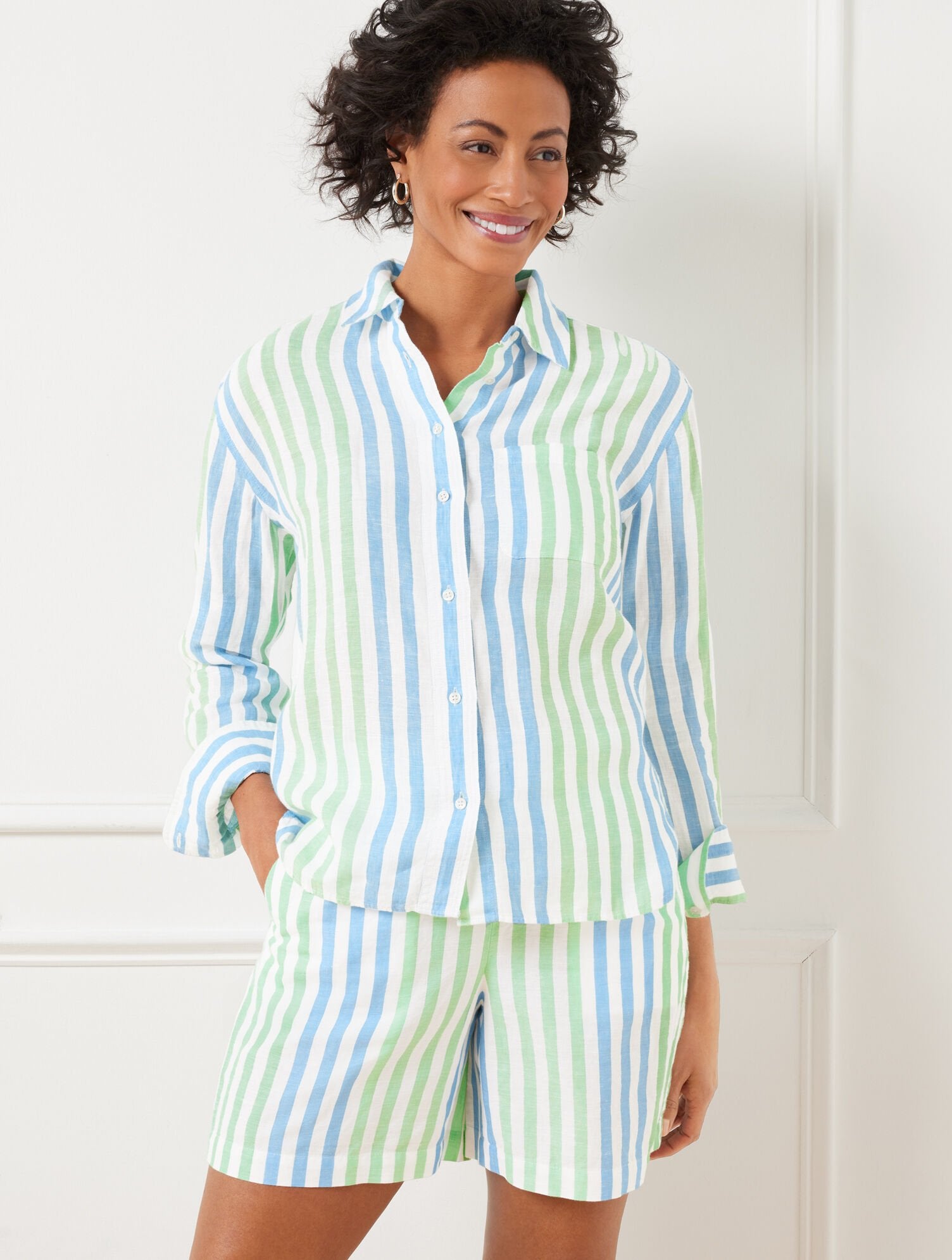 LINEN SHIRT - PLAYFUL STRIPE | Talbots for sale