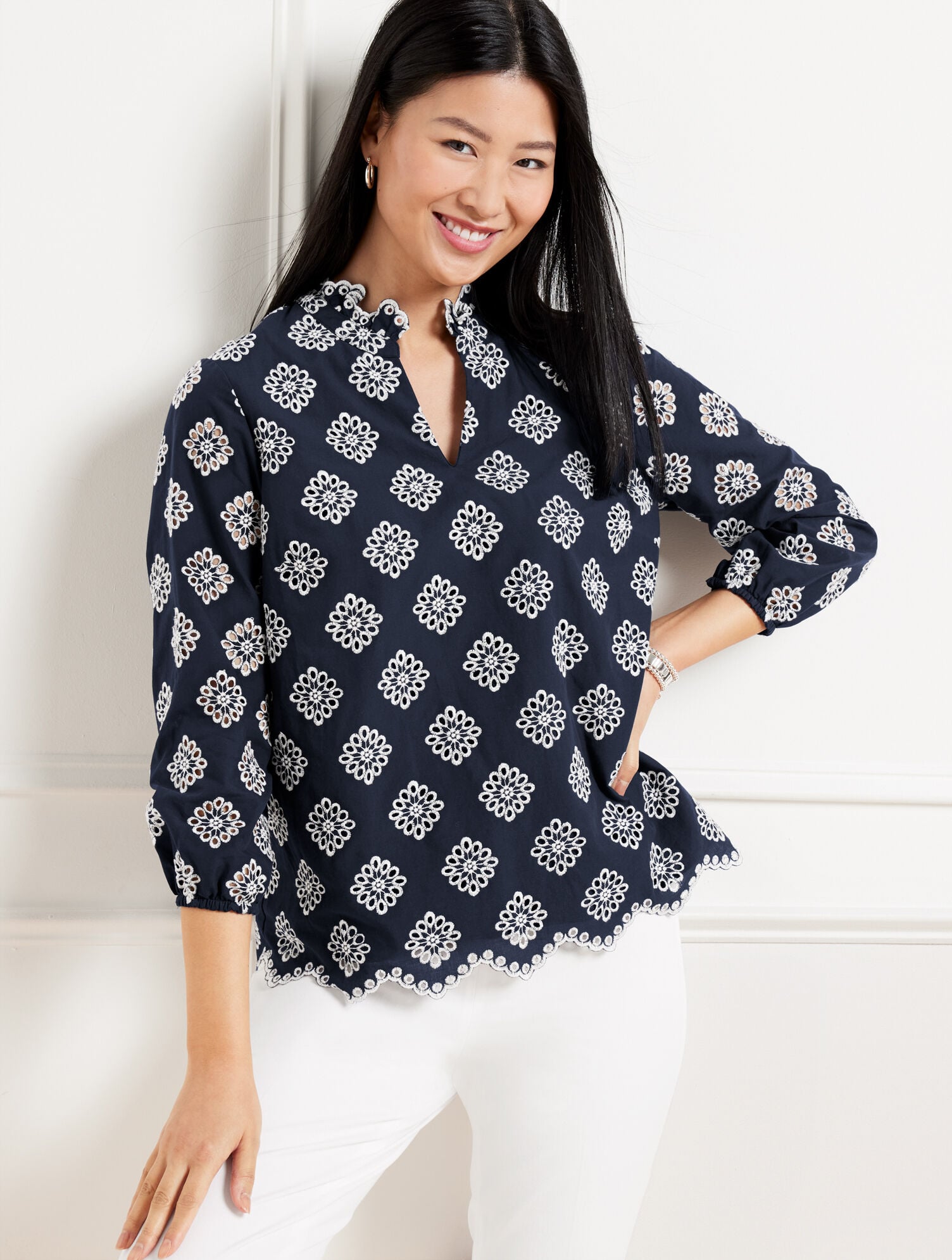 EMBROIDERED FLORAL TOP | Talbots online