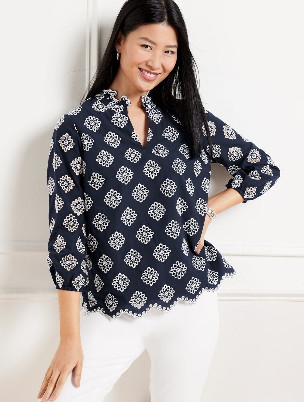 EMBROIDERED FLORAL TOP | Talbots online