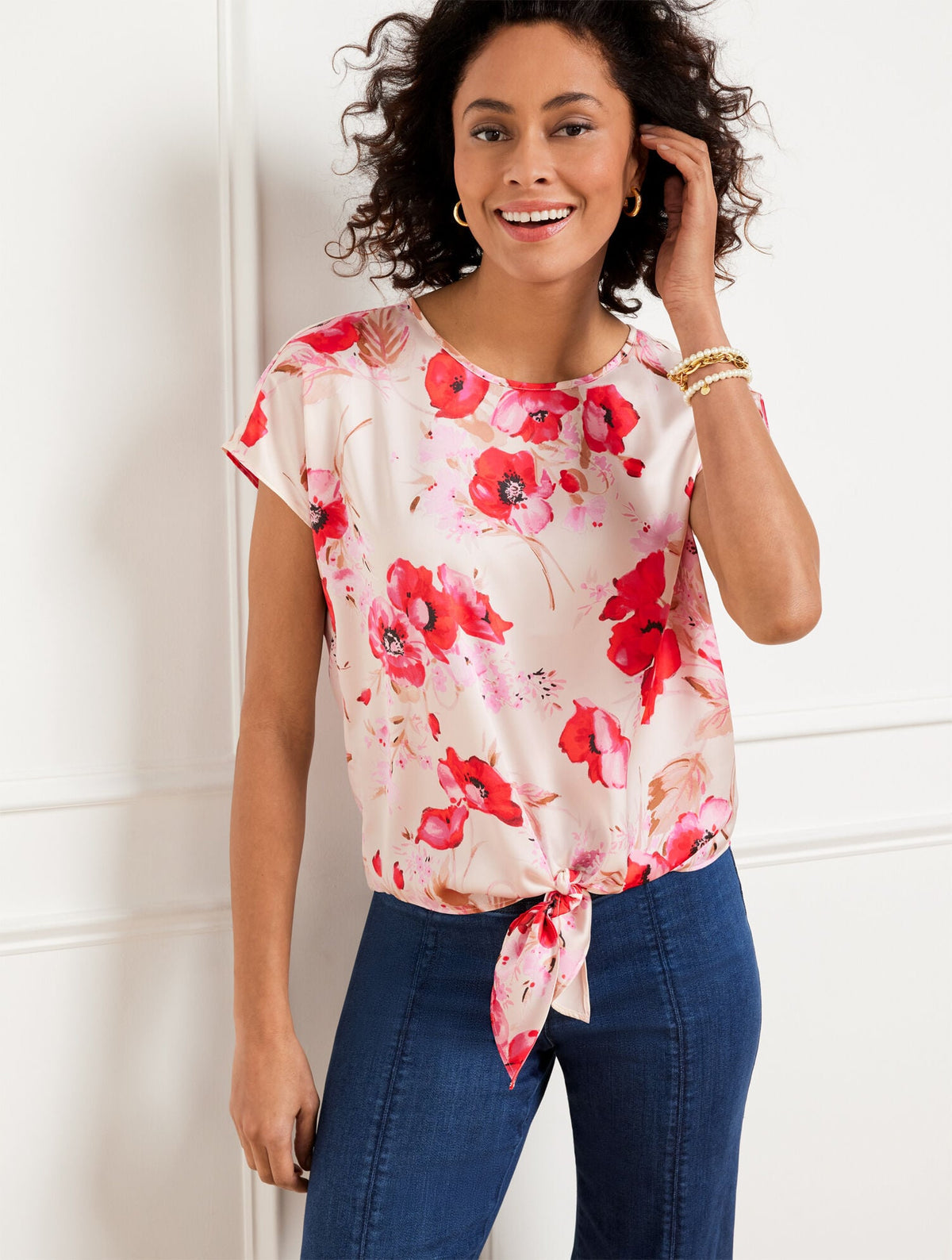 TIE HEM TOP - WATERCOLOR BOUQUETS | Talbots US