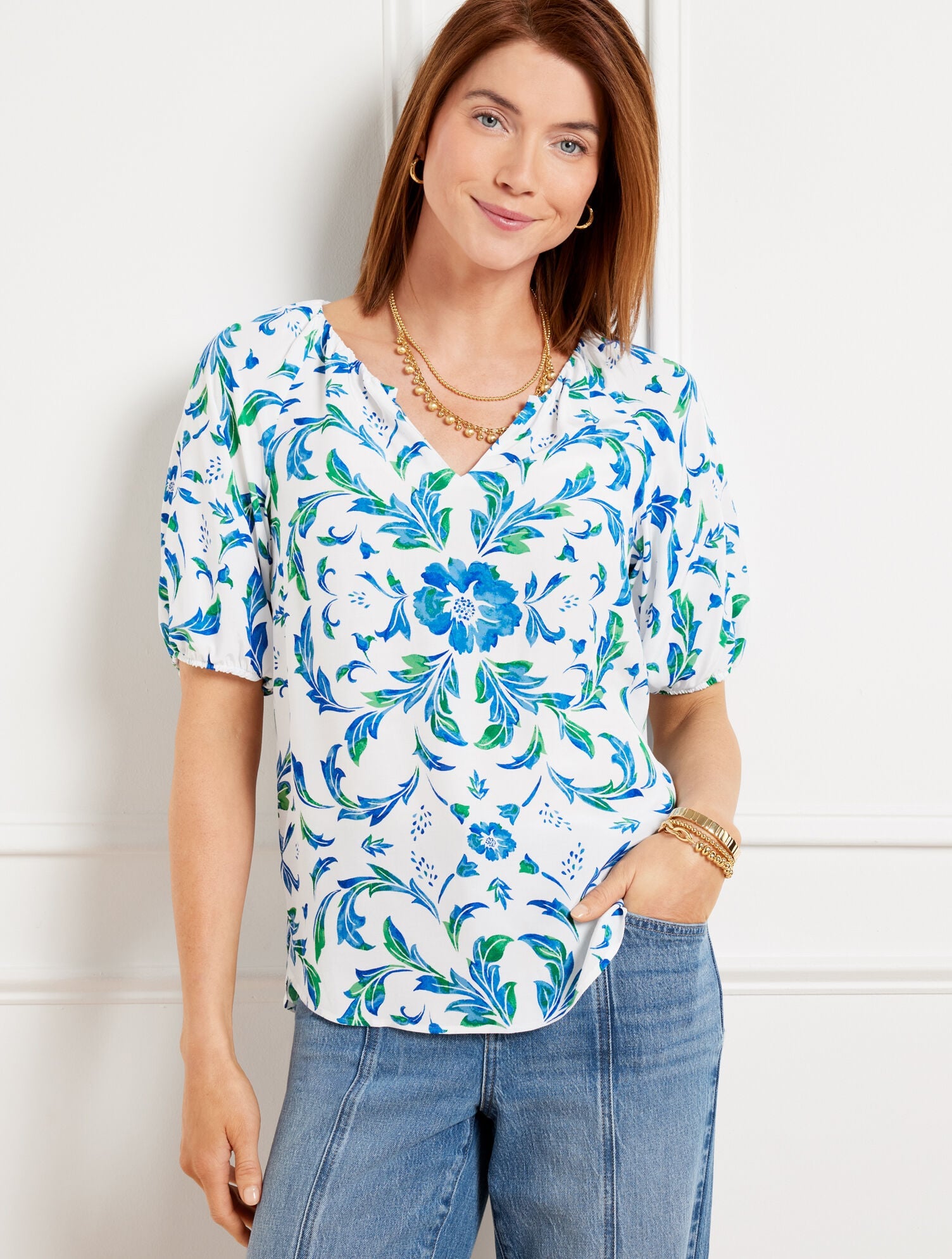 BEAUTIFUL SCROLL FLORAL TOP | Talbots near me