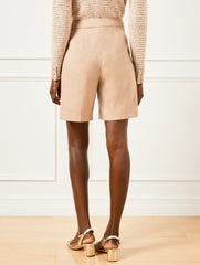 TEXTURED STRETCH LINEN PLEATED SHORTS - 7” | Talbots near me