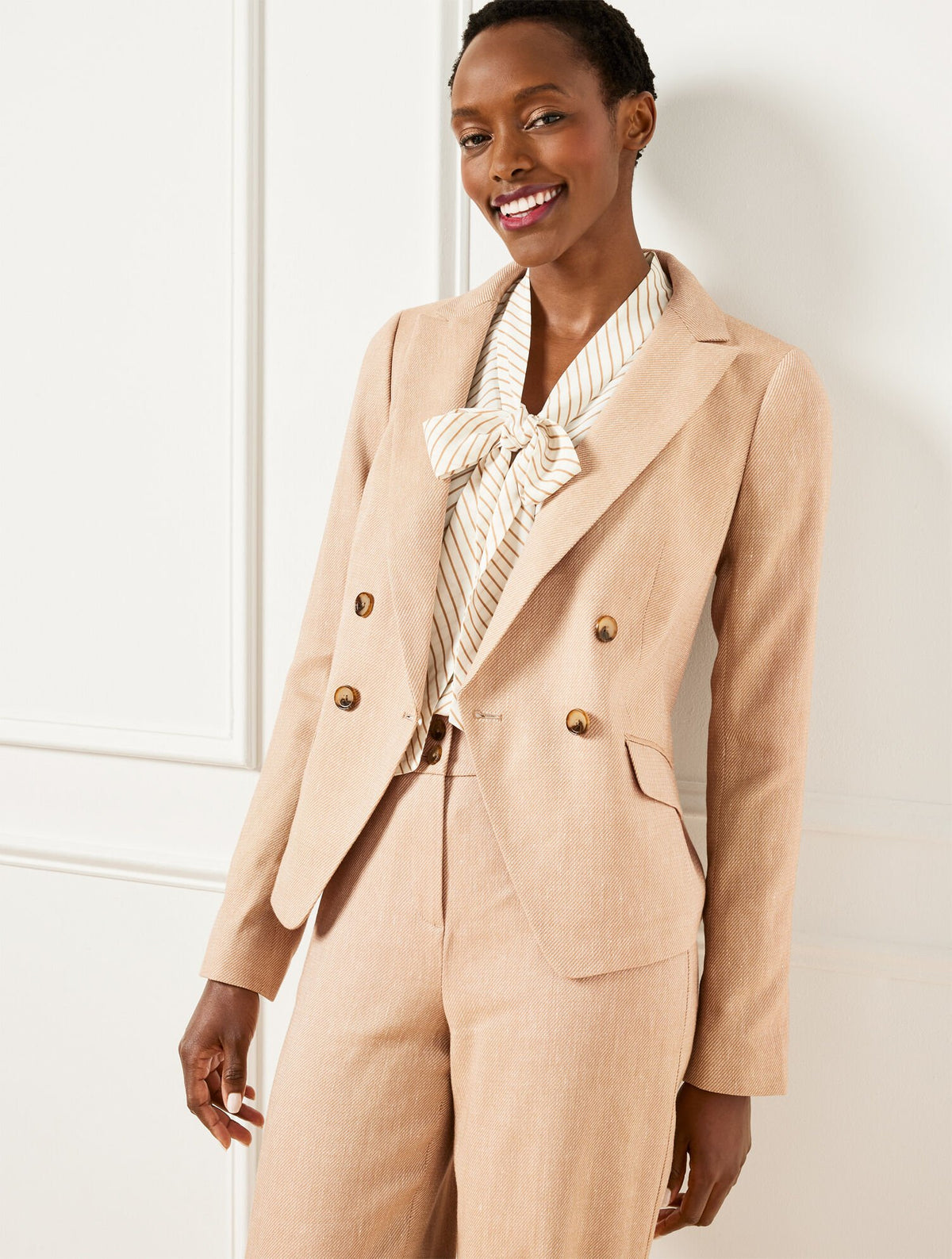 TEXTURED STRETCH LINEN BLAZER | Talbots on sale