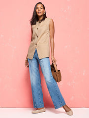 TEXTURED STRETCH LINEN VEST | Talbots outlet