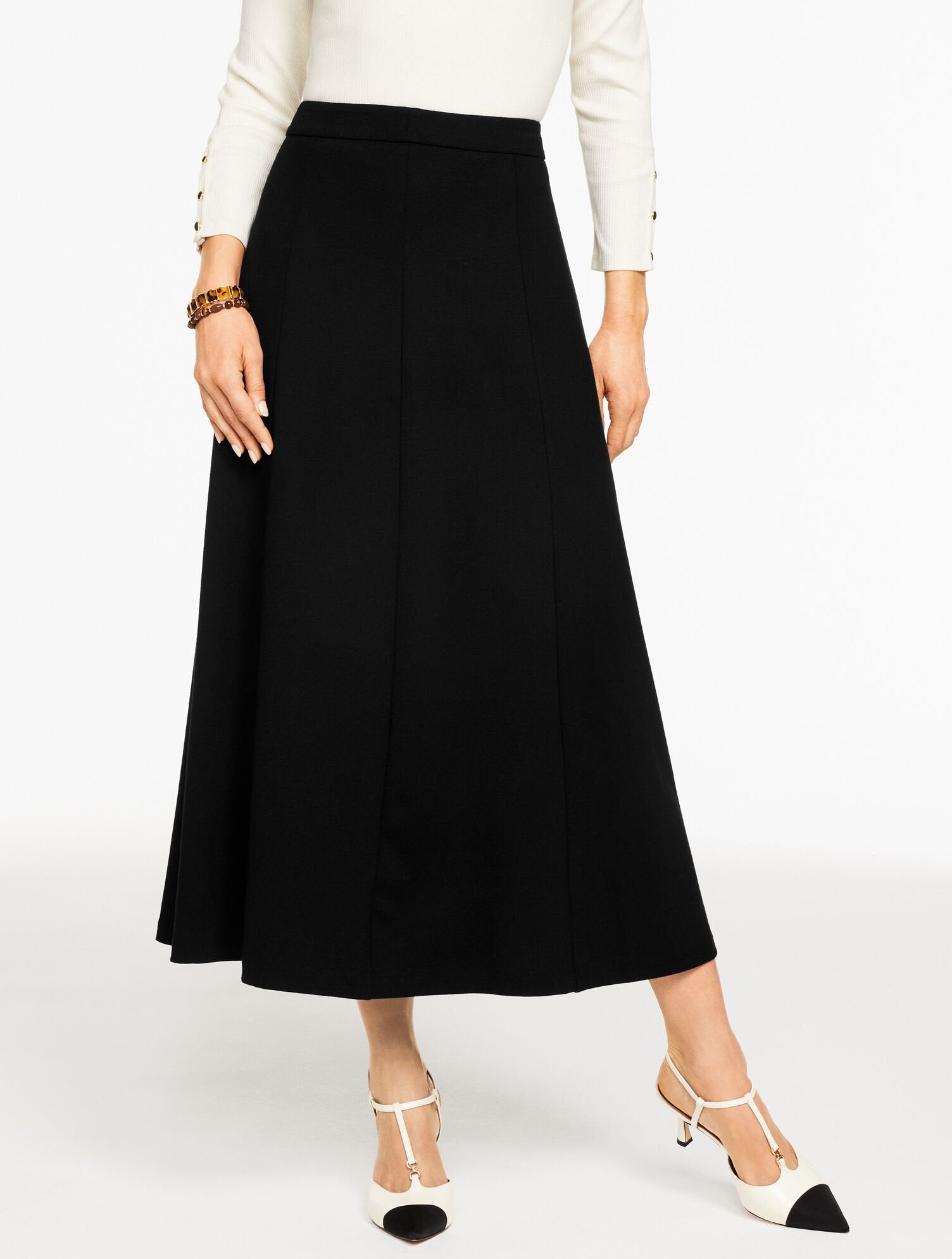 LUXE PONTE A-LINE MIDI SKIRT | Talbots outlet