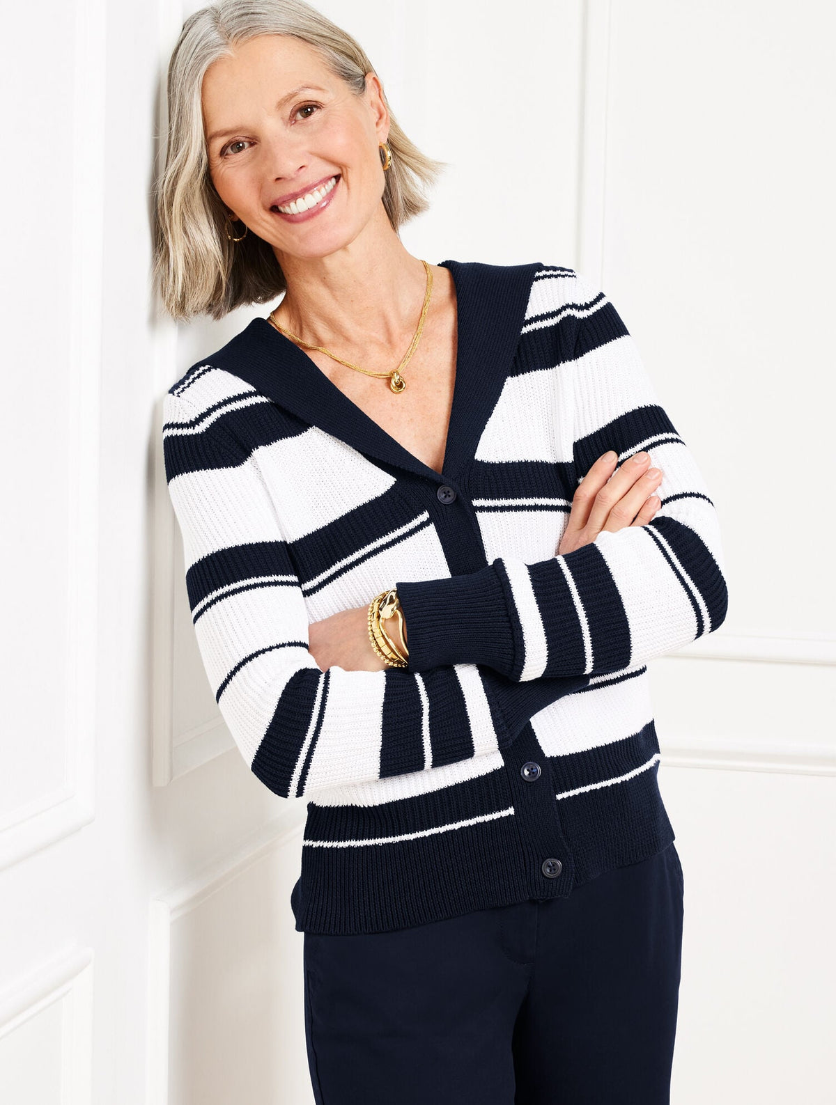 SAILOR COLLAR CARDIGAN - STRIPE | Talbots outlet