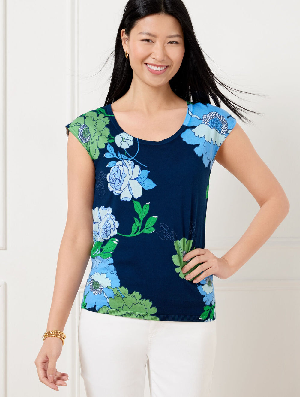 CAP SLEEVE PULLOVER - BOLD FLORAL | Talbots online